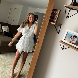 White Polka Dot Romper with Open Back (WEDDING)